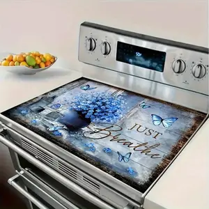 1pc Stainless Steel Stove Mat, Non-Slip Kitchen Decor Mat, High-Temperature Resistant Gas Stove Protector Pad, Decorative Countertop Protection Mat for Home Use, Stove Cover Pad |   Elegant Kitchen Accessory |   Heatresistant Material, Stove Top Protector