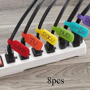 8pcs Colorful Cable Ties with Writeable Function, for Organizing and Identifying, Desk Organization, Home Office Setup, Colorful Markers, Vibrant Design, Durable Material, Strong Adhesive, Desk Cable Organizer, Wire Markers, Cable Labels