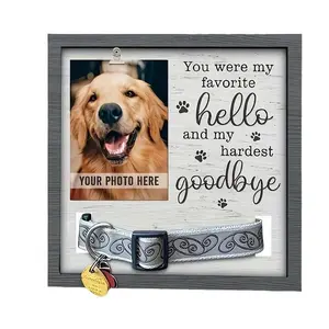 Wooden Dog Memorial Photo Frame with Pet Tag Holder, Keepsake Pendant for Pets, Pet Care Products, Perfect Gift for Loss of Pet