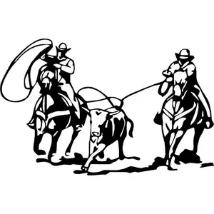 Team Roping Rodeo Horse Cow Bull Calf Mustang Team Vinyl Decal Sticker