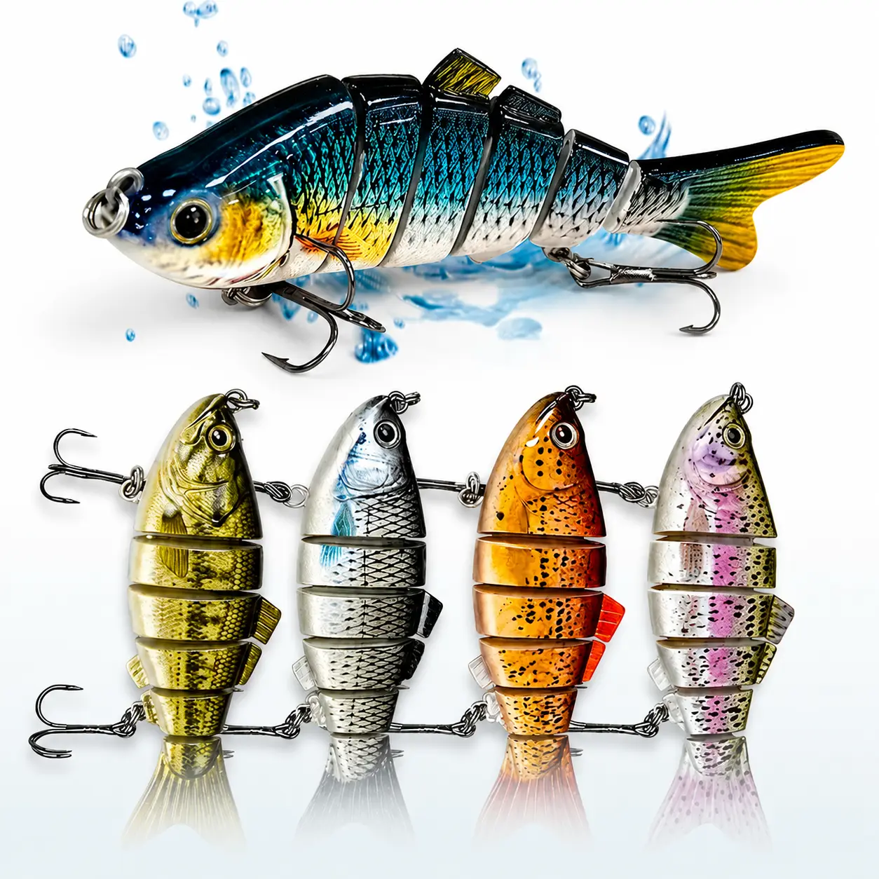 Realistic Jointed Swimbait Lure Set - 6-Segment Artificial Simulation Fishing Lures, 3D Eyes, Natural Swimming Action, Slow Sinking, Environmentally Friendly Non-Toxic Bass Fishing Lures for Pike, Trout, Artificial Fishing Lures, Odorless