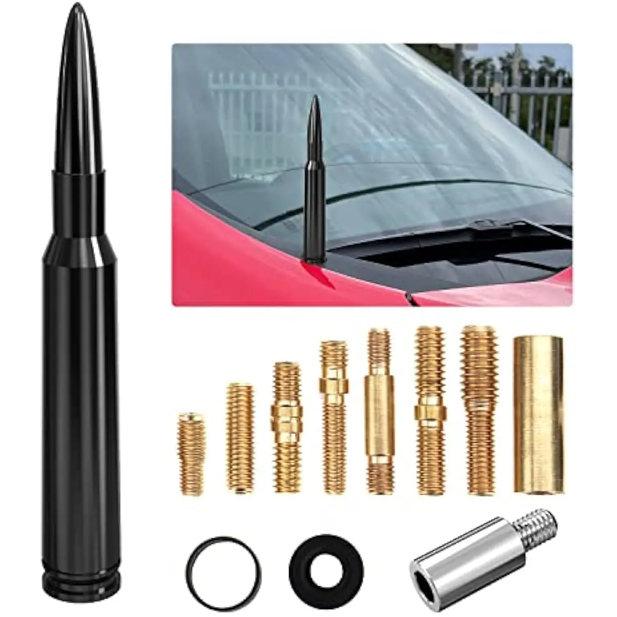 Stubby Bullet Truck Antenna, 5.5 Inch Billet Aluminum Car Accessory, Car Wash Proof for GM Chevy Silverado & GMC Sierra 1500 2500 3500, Automotive, Stubby Bullet Antenna, Car Accessories