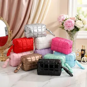 Quilted Clutch Bag Large Capacity, Zipper Travel Pouch, Cosmetic Storage Bag, Gift for Her