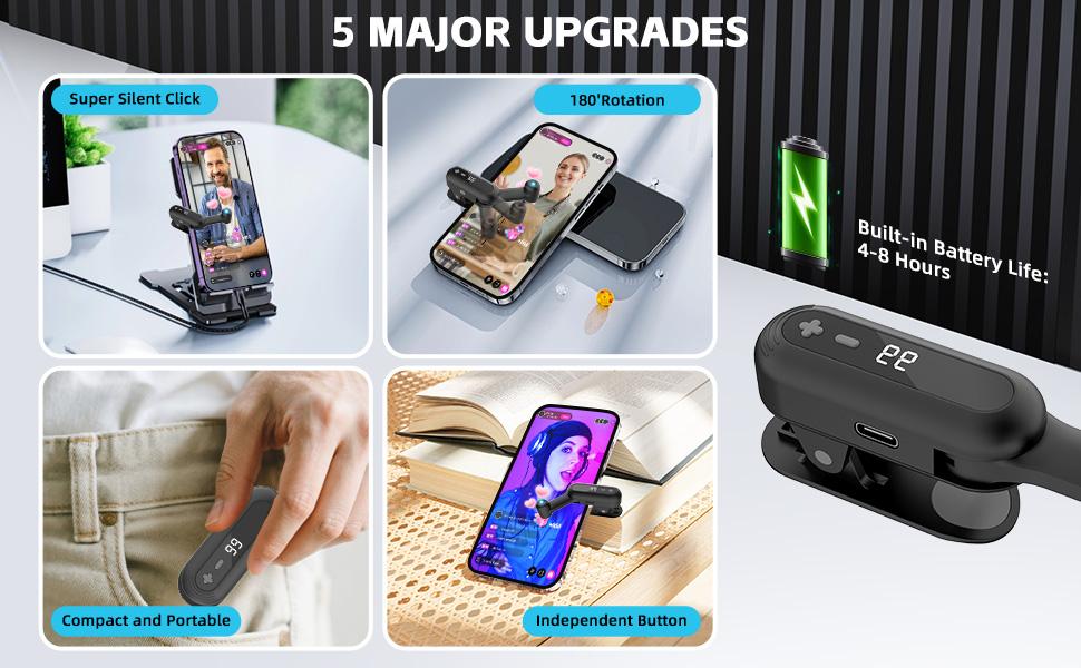 Auto Touch Smart Tapper Auto Clicker for TikTok Live, Rechargeable Adjustable Speed Instant Clicker for Likes & Tasks