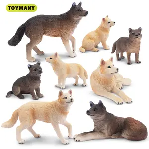 Toymany 8PCS Realistic Wolf Mini Figurines - Decorative Accent Collectible Forest Animals Toy, Educational Cake Toppers, Christmas/Birthday Gift for Kids, Decorative Accent Animals, Mini Figurines Animals