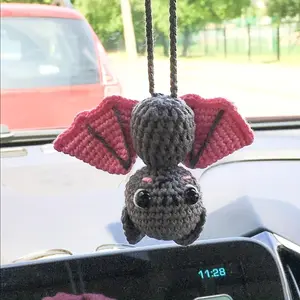 Crochet Bat Easter Basket Stuffer - Spooky Cute Goth Gift for Her - Handmade Desk Buddy & Car Decor - Aesthetic Healing Plushie