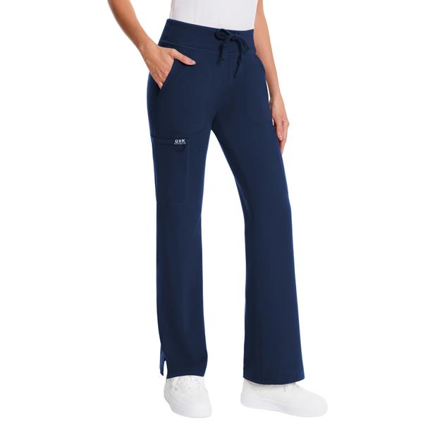 Yoga Scrub Pants for Women - 4-Way Stretch Work Pants with 5 Pockets (1 Cargo), Mid Rise Flared Fit for Nurses & Healthc