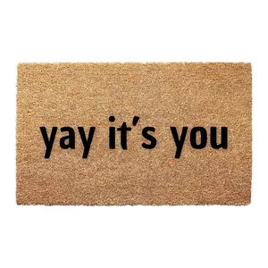 Clickedcraft Yay It's You Doormat | Ideal for Home Entryways | Add to cart, Buy now | Welcoming Text Coir Doormat | Friendly, Non-Slip