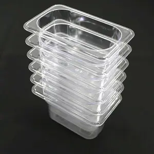 Hakka 6 Pack 1/9 Size Polycarbonate Food Pan 4" Deep Clear Storage Prep Pans