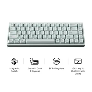 Keychron Q16 HE 8K Magnetic Switch Keyboard, World’s First Full Ceramic Body & Keycaps, Jade-like Smooth Finish & Warm Touch, 65% Compact Layout, 8000Hz Polling Rate, Rapid Trigger, Snap Tap, Gasket Mount, North-Facing RGB