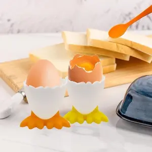 Cartoon Egg Shaped Egg Cup, 4 Counts Creative Egg Holder, Egg Cup for Home Restaurant, Kitchen Gadgets, Kitchenware, Kitchen Accessories, Utensils, Kitchen Cooking Accessories