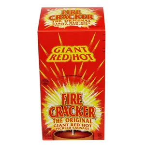 Giant Tangy Spicy Flavor Red Hot Pickled Sausage Fire Cracker Snack - 15 Ct Dried Snacks Box