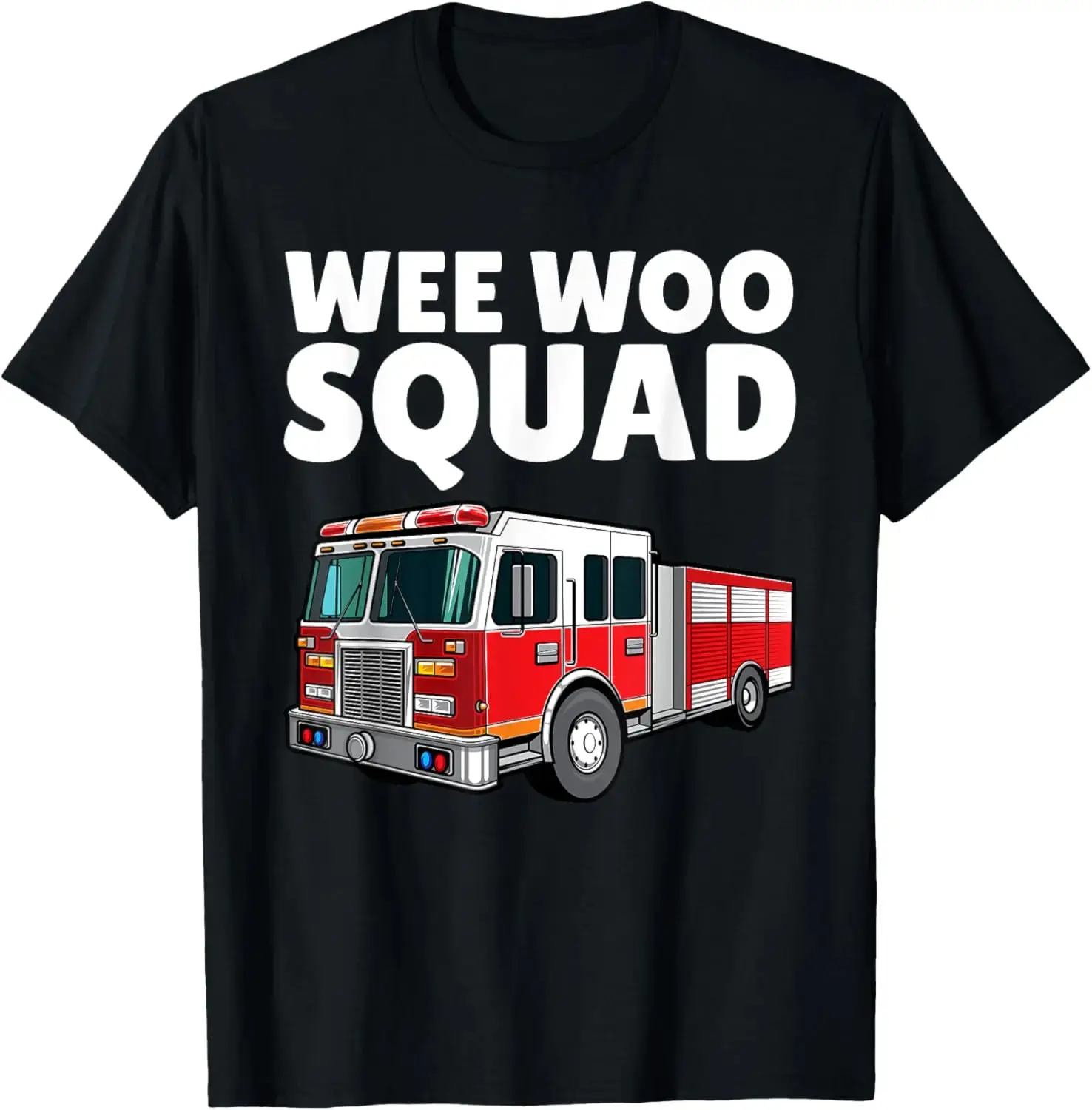 Women's 100% Cotton Casual Classic Short-Sleeve Apparel, Funny Firefighter Art Fire Truck T-Shirt, Shortsleeve, Fabric, Top