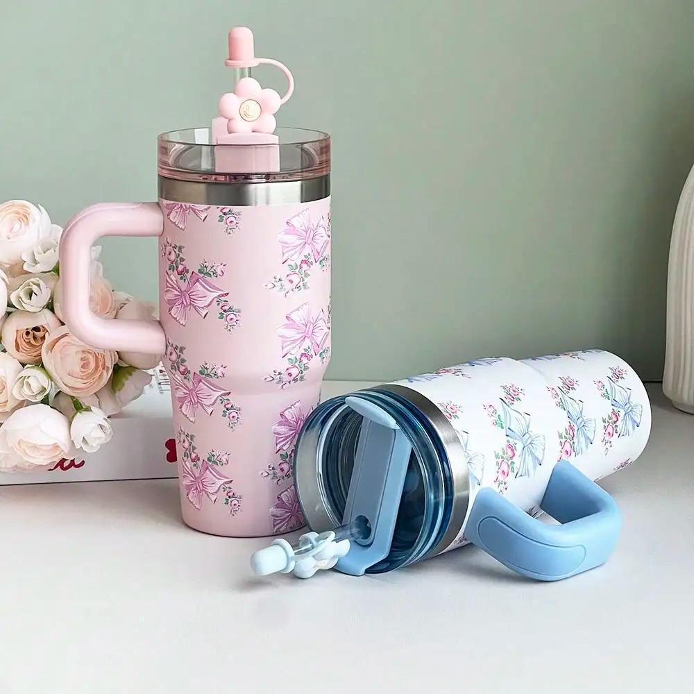 Car Stuff 14oz Car Cup 304 Stainless Steel Insulated Travel Tumbler with Handle Straw Lid & Cold Retention