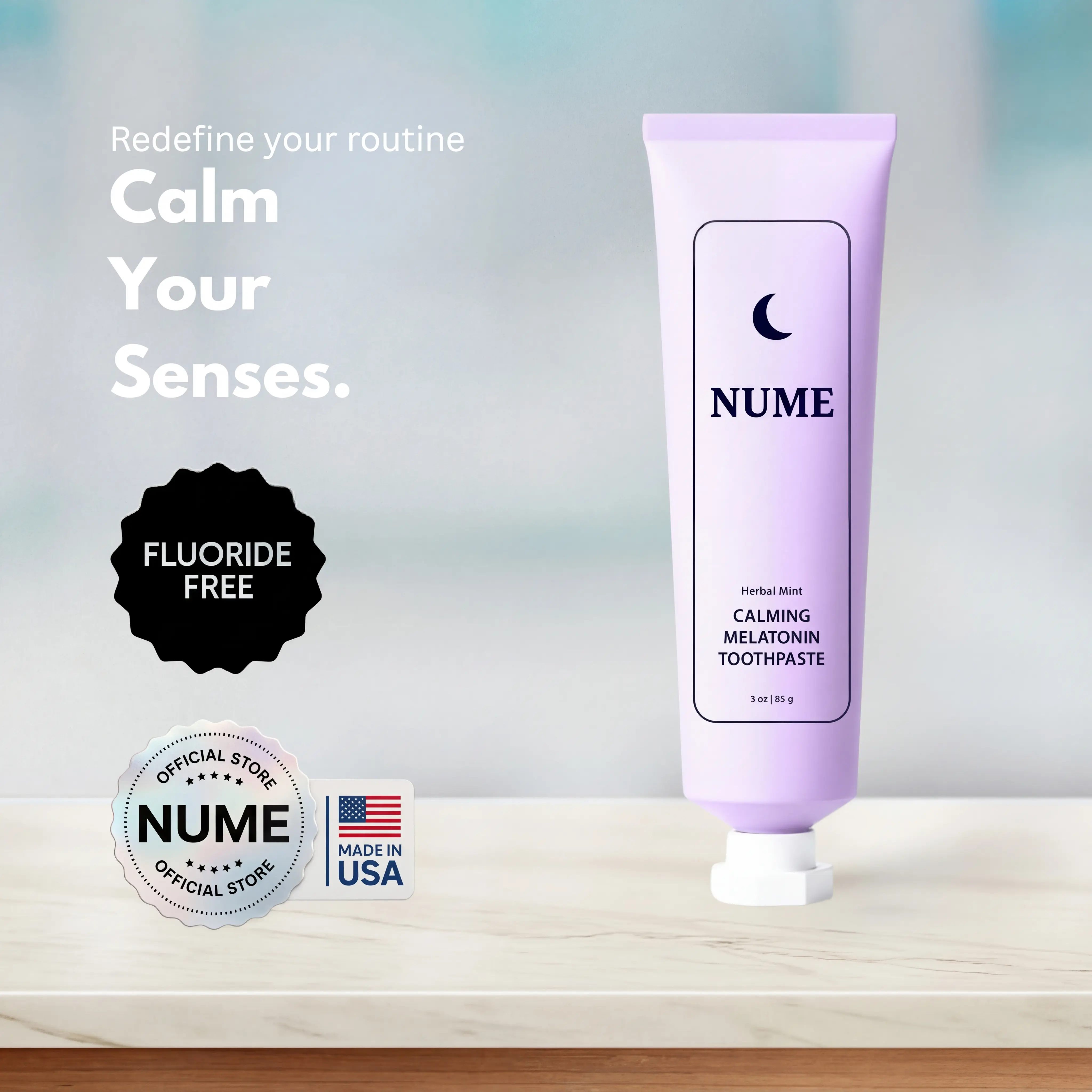 NUME PM Sleep Toothpaste – Melatonin + Chamomile | Hydroxyapatite Enamel Repair | Vegan Fluoride-Free Nighttime Toothpaste