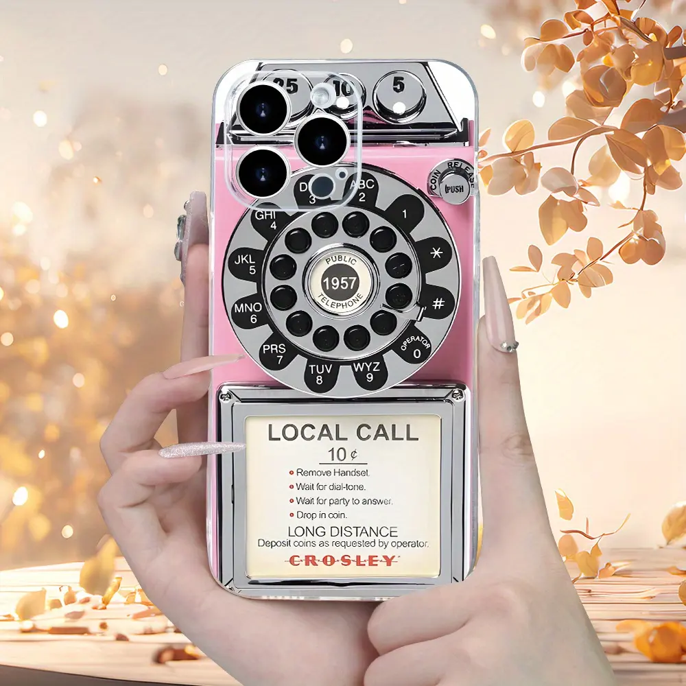 Pink Retro Phone Case - Print Transparent Design with Lens Protection - Stylish & Simple - For iPhone 16/16PRO/16PROMAX/15/14/13/12/11/8/7/XSMAX/Plus/Pro/Max Series - For Men & Women Cover Cellphone