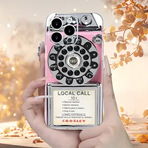 Pink Retro Phone Case - Print Transparent Design with Lens Protection - Stylish & Simple - For iPhone 16/16PRO/16PROMAX/15/14/13/12/11/8/7/XSMAX/Plus/Pro/Max Series - For Men & Women Cover Cellphone