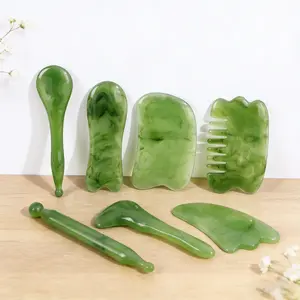 Jade Gua Sha Tool Set, 7 Counts/set Face Massage Tool, Facial Roller, Face Lifting Roller, Facial Slimming & Massage Tools, Skin Care Tools for Face Back and Neck