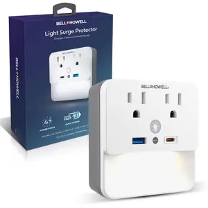 Light Surge Protector Multi Power Station 2 AC Outlets, 1 USB-A, and 1 USB-C Ports Wall Adapter Tap with Nightlight