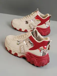 Women's Fashionable Lace Up Platform Sneakers, Casual Comfortable Breathable Sports Shoes, Female All-match Round Toe Chunky Sneakers for Daily Life, Casual Walking Sneakers, Casual Athletic Sneakers