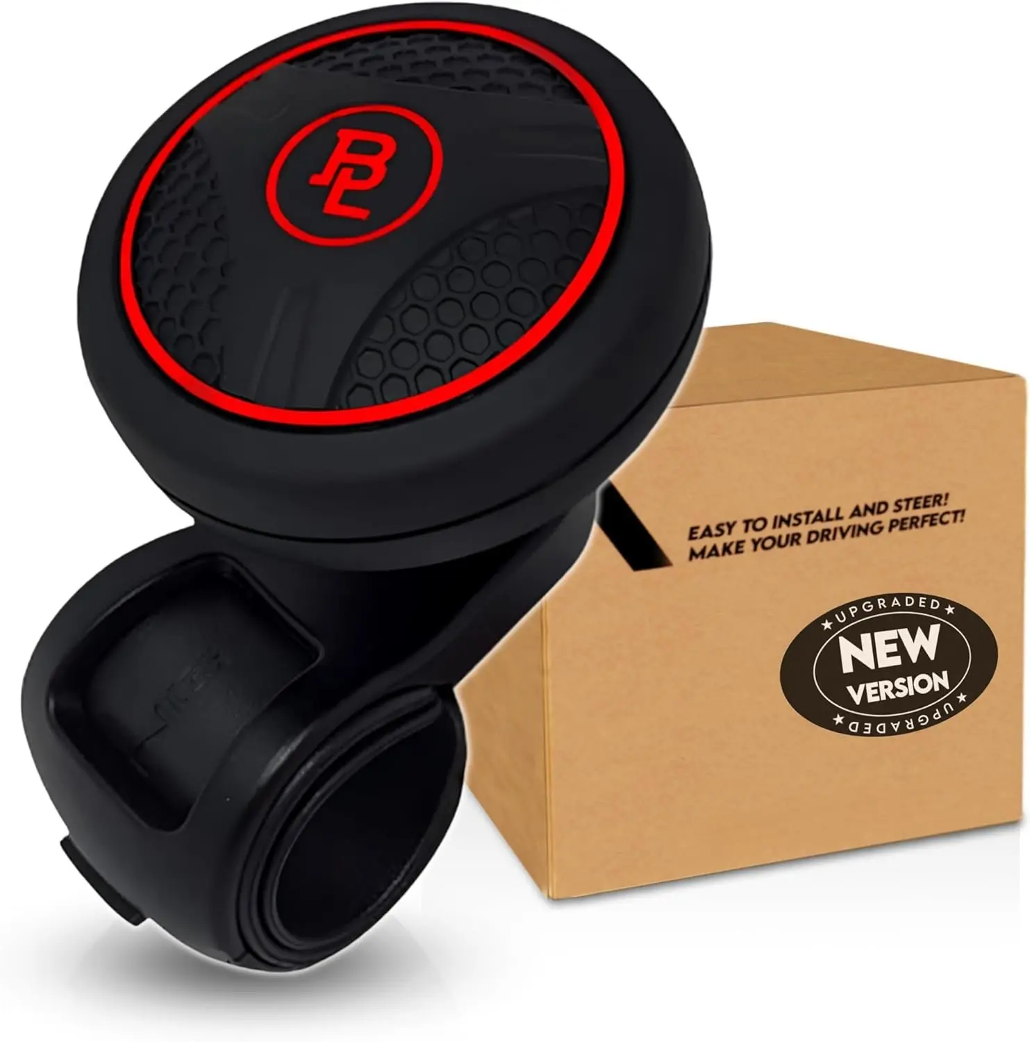 BL Steering Wheel Knob Spinner - Universal Non-Slip Fit, ABS &   Finish  Knob with Metal Ball Bearing - Ideal for , ,  ( Red)