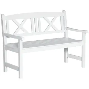 2-Seater Wooden Garden Bench Wood Bench With X Shape Back For Garden Or Balcony Matches Any Outdoor Decor 550 Lb Capacity
