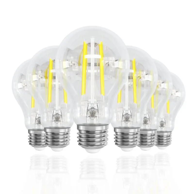 LED Edison Light Bulb 60 Watt Equivalent E26, Vintage Clear Light Bulbs 6W 700 Lumen, A19 Non-Dimmable LED Filament for Outdoor Ceiling Fixture