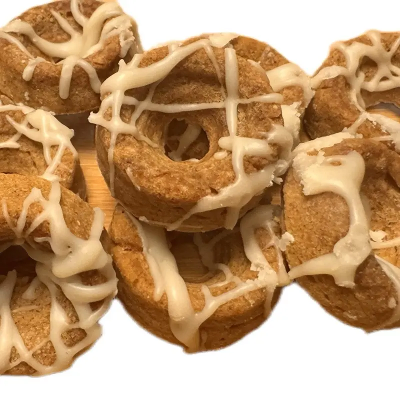Hell Kitty Creations Cider Mill Donuts Dog & Cat Treats - Handmade, Human-Grade, Donut Shape, 100% Natural, Gluten-Free, Cinnamon, Rice Flour, Oat Flour, Pure Maple Syrup Glaze, No Artificial Additives, 100g, 12-Month Shelf Life, Eggs, 12 Months