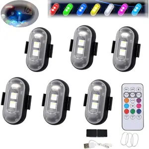 RGB Led Aircraft Strobe Light Remote Wireless Motorcycle Flash Light Warning Lights for   Bike Car Multifunctional