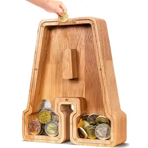 Wooden Letter Savings Bank, Personalized Name Transparent Coin Bank, Boy Girl Money Box, Coin Piggy Bank, Coin Storage, Birthday Christmas Easter Gift, Home Decor