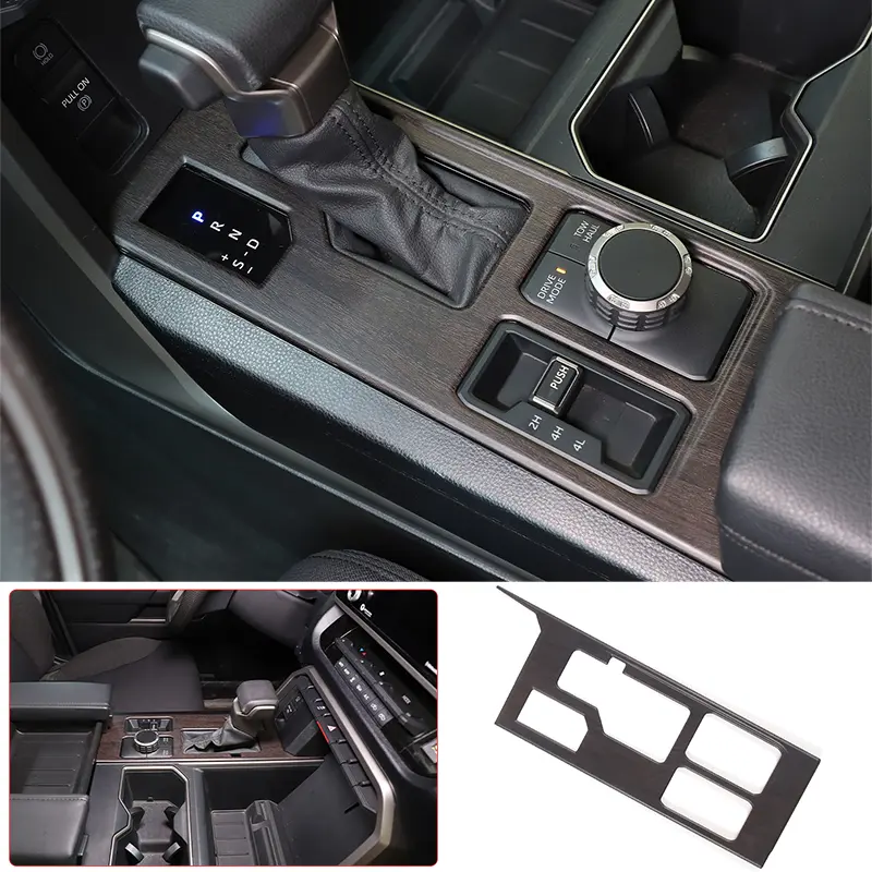 ABS Oak Wood Grain Car Gear Shifter Scratch Protection Panel (4 Holes) - 1-Piece Automotive Truck Accessories, Compatible with 2022+ Toyota Tundra/Sequoia