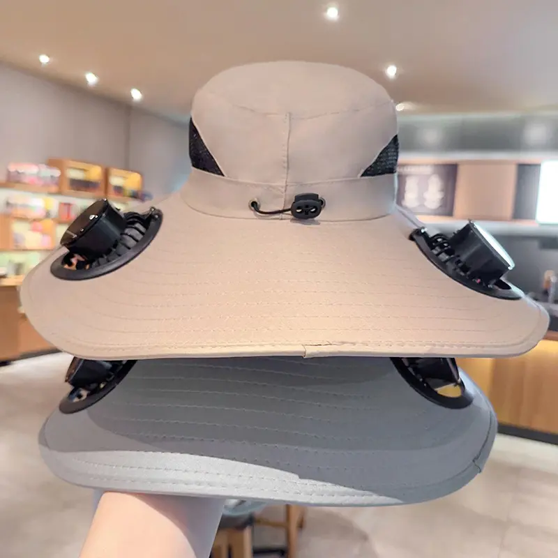 Men's Solar Powered USB-Charge 60cm Bucket Fan Hat, Sports & Outdoor Accessory for Summer Mountaineering, Farm Work