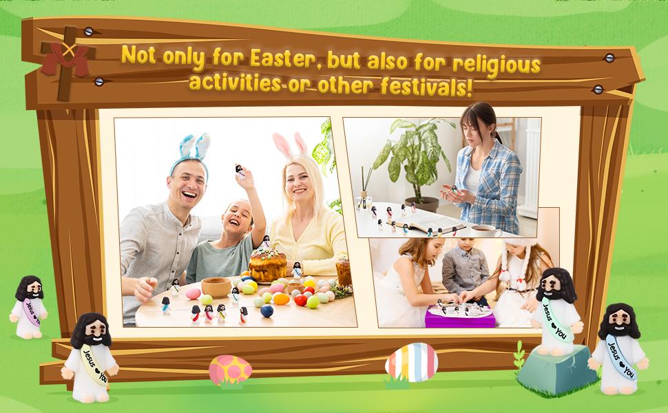 Bememo 50 Pcs Mini Jesus Figures Jesus Loves You Christ Toys Little Christ Figures to Hide and Seek Sunday School Religious Party Favors Gift(Multicolor)