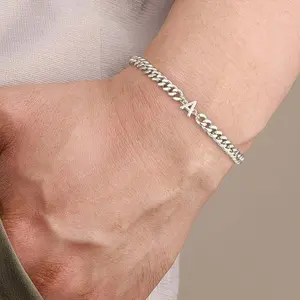 26 English letters men's bracelet stainless steel silver bracelet daily wear
