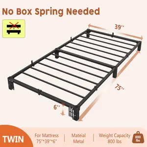Heavy Duty Support Metal Platform Bed Frame - King Size Bed - 6/10 Inch High, 800 lbs Capacity, Tool-Complimentary Setup, Reinforced Iron Slats, Noise-Free, No Box Spring Needed - Bedroom Furniture