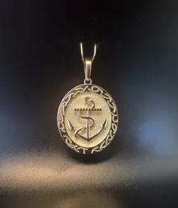 Anchor Charm Pendant in 14kt Yellow Gold, Elegant Nautical Aesthetic Jewelry for Men & Women, Versatile Daily Wear - 26mm