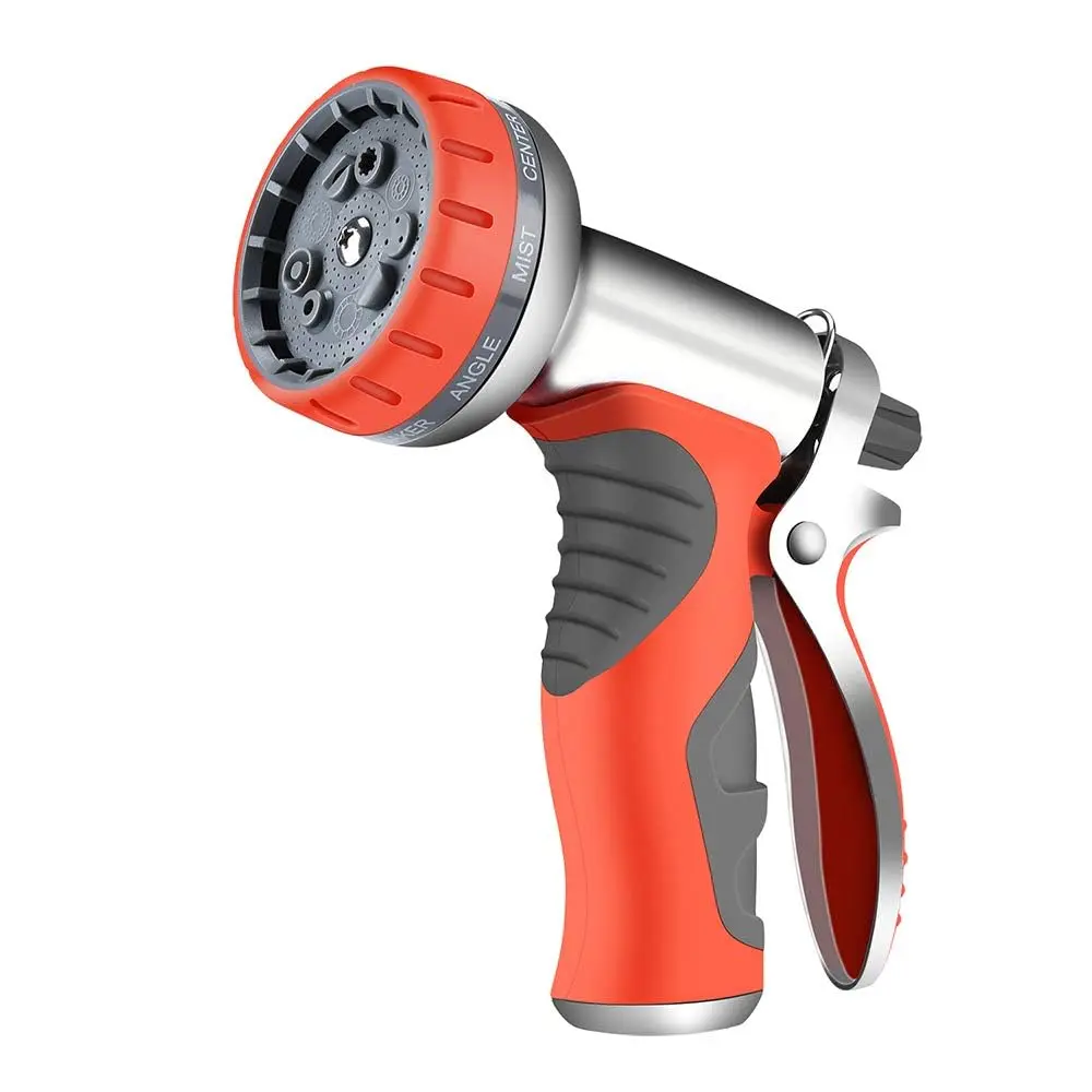 Garden Hose Nozzle Sprayer, Heavy Duty Metal High Pressure Water Gun, 9 Adjustable Watering Patterns Suitable for Watering Plants Washing Cars and Showering Pets