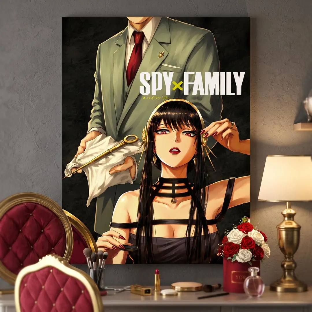 Spy x Family Anime Framed Wall Art Poster - Yor Forger, Loid Forger Manga Print - Elegant Aesthetic Home Decor, Cool Otaku Gifts, Room Decoration