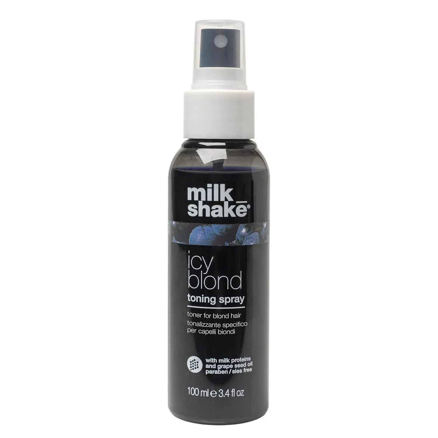 MILK_SHAKE Icy Blond Toning Spray - 3.4 fl oz Bleached Hair Care Leave-In Toner with Glycerin, Black Pigment, Panthenol, Cruelty-Free, Paraben-Free, for Detangling, Brass Neutralizing, Color Extending, Conditioning Color & Chemically Treated Hair, Youth,,