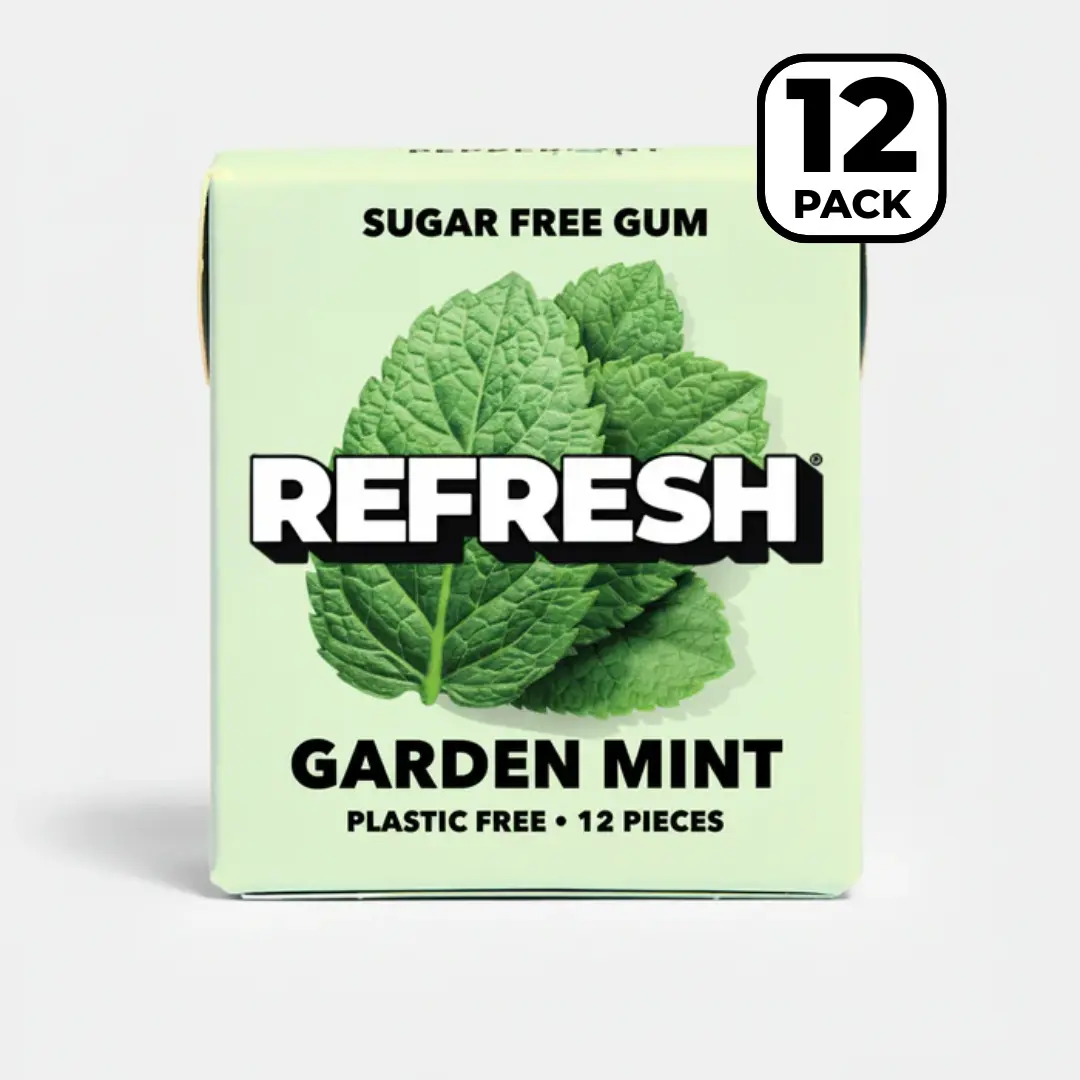 Refresh Gum, Sugar Free, Natural, Xylitol, Long Lasting Chewing Gum, Natural Flavors, Organic Ingredients, Plastic Free, Non GMO, Gluten Free, Vegan