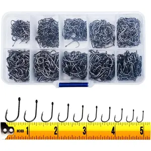 Small Steel Barbed Fishing Hooks with Holes, 10 Specifications of Fishing Hooks, Portable Boxed Hooks, Hooks that Can Adapt to Various Fishing Environments