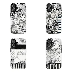 Black & White Y2K Music Collage Cover for Music Lovers|Y2K Grunge Aesthetic Piano & Note Protective Cover For iPhone 17 Pro Max 16 15 14 13 12 11 for Samsung S21 S22 S23 S24 S25 S26 Phone Case|Gift For Music Lovers