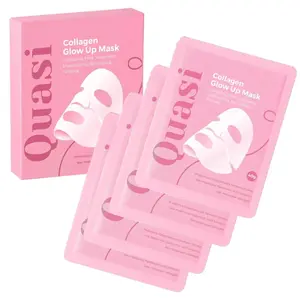 Quasi Collagen Glow Up Mask 2.0 Firming Hydrating Face Mask 4 Pcs Deep Hydration Wrinkle Reduction Pore Minimization Radiant Skin Moisturizing Gel Formula Gentle Exfoliant All Skin Types Lightweight Tightening 1 Box 4 Pcs Moisture Hydrate Moisturizer