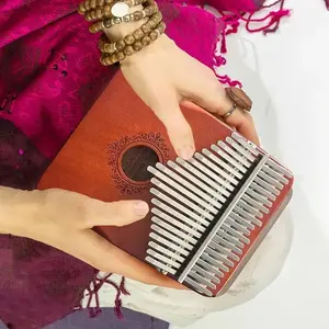 Portable Wooden 21-Key Thumb Piano, Kalimba Instrument with Tuning Hammer Set & Carrying Bag, Acoustic Music Gift for Birthdays, College