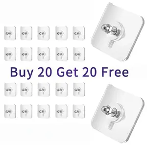 40-Piece No-Drill Self-Adhesive Traceless Picture Hangers - Dorm Damage-Free, Strong Hold Transparent Hooks for Photo Frames, Posters, Living Room Decor Heavy Duty Wall Organiser Kit