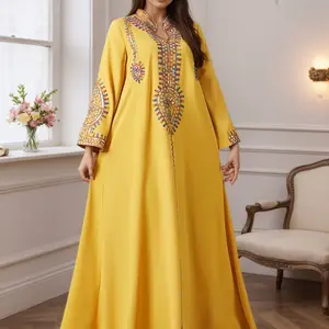 Elegant Muslim Women's Long Robe with Colorful Embroidery, Perfect for All Seasons, Stylish and Comfortable Clothing, Muslim Women Gowns, Islamic Clothes