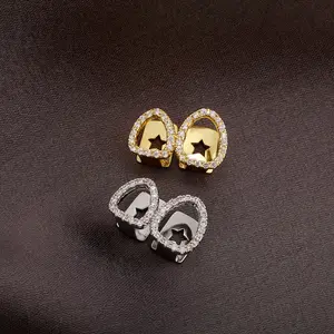 Hollowed-out heart hip-hop rap dazzlingly shiny with dental braces and personalized false teeth decoration