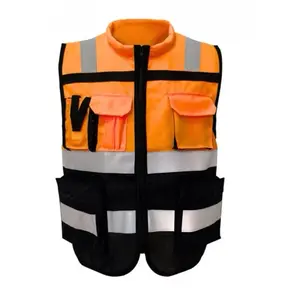 Men's Safety Vest with Multiple Pockets, Neck Cushion, Front Zipper Closure, Adjustable Fit, Ideal for Safety and Comfort