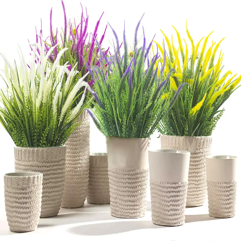 4PCS Artificial Plants Flowers Outdoor Fake Faux Plastic Plants Greenery Shrubs Bushes Home Garden Front Porch Yard Decor