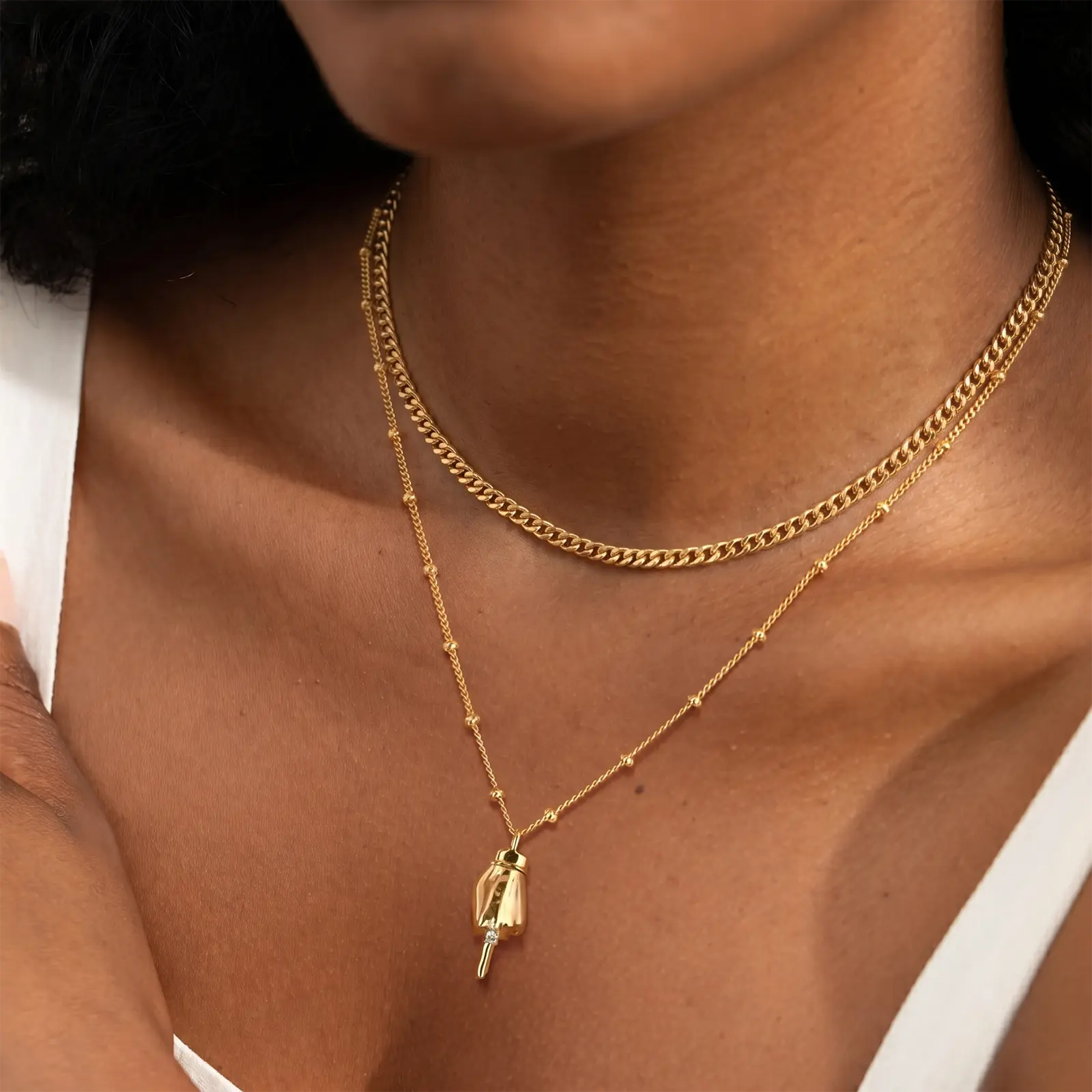 Dainty Gesture Necklace for Women - 14K Gold Plated  Hand Sign Language Necklaces for Friends Cubic Zirconia Dainty Meaningful Charm Jewelry Gifts